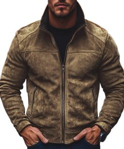 Men's Vintage Casual Suede Lapel Zipper Jacket 59521444TO