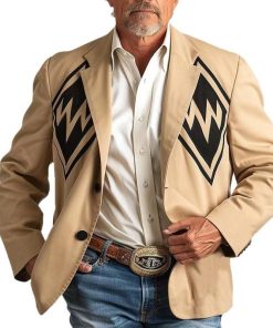 Men's Retro Western Graphic Print Lapel Collar Two Buttons Casual Blazer 48937238Z