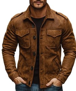 Men's Vintage Casual Suede Button Pocket Jacket 10887222TO